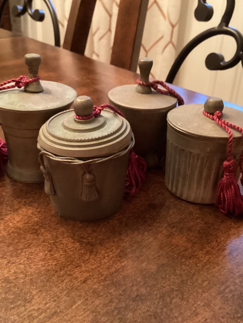 Set of 4 vintage silver plated candle pots from India